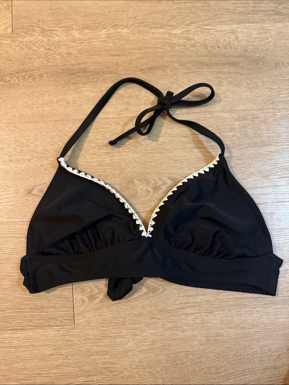 Seafolly Black Bikini Top with Cream Trim